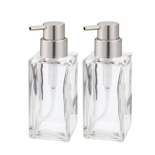 14oz 435ml Square Glass Refillable hand Liquid Soap Dispenser Pump Bottle for Bathroom